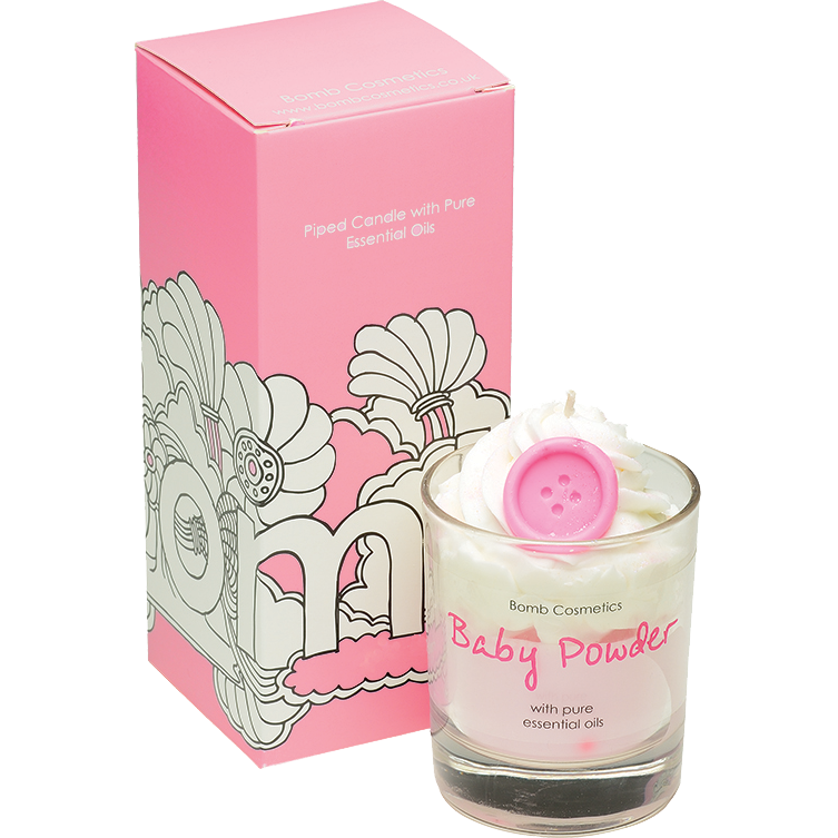 Baby Powder Piped Glass Candle