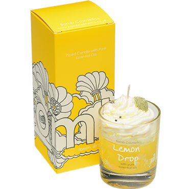 Lemon Drop piped Glass Candle