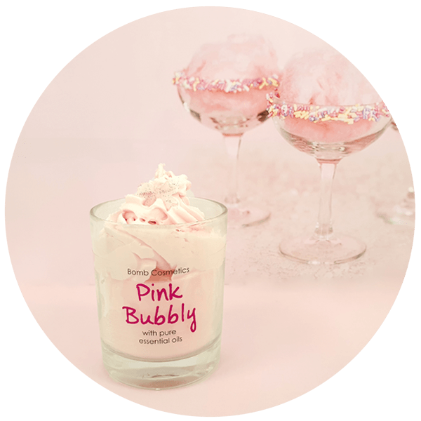 Pink Bubbly Piped Candle